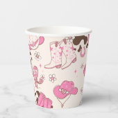 ガールファーストロデオ女性のカーボーイピンクブラウン誕生日パーティー 紙コップ (正面)