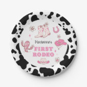 ガールファーストロデオ女性のカーボーイ誕生日パーティー ペーパープレート (正面)