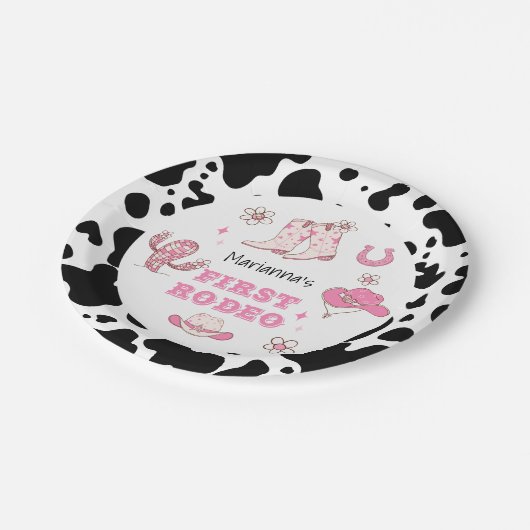 ガールファーストロデオ女性のカーボーイ誕生日パーティー ペーパープレート (アングル)