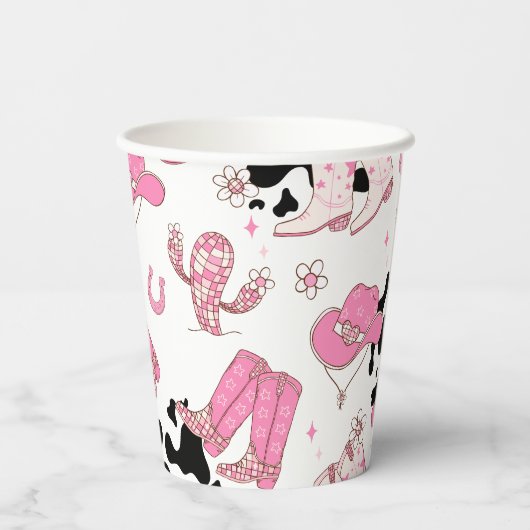 ガールファーストロデオ女性のカーボーイ誕生日パーティー 紙コップ (裏面)