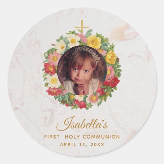 ガールファースト大理石の写真のバラリース ラウンドシール (正面)