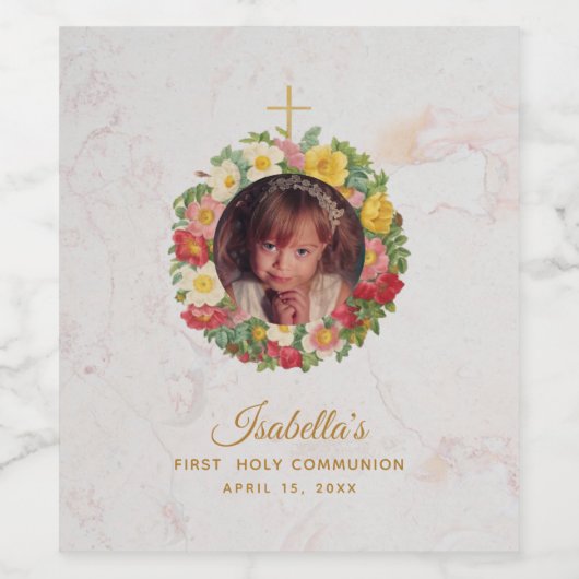 ガールファースト大理石の写真のバラリース ワインラベル (シングルラベル)