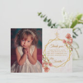 ガールファースト大理石金ゴールドピンクマグノリア サンキューカード (スタンド正面)