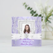 ガールファースト聖なる聖餐式かわいらし紫の写真 招待状 (スタンド正面)