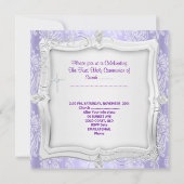ガールファースト聖なる聖餐式かわいらし紫の写真 招待状 (裏面)