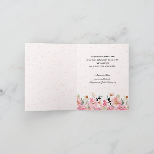ガールファースト聖体ピンクフローラ折り畳み サンキューカード (内部)