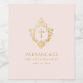 ガールファースト聖体区ピンク金ゴールドクロスヴィンテージクレスト ワインラベル (シングルラベル)