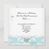 ガールファースト聖体拝領ティール(緑がかった色)ホワイトハート 招待状 (裏面)