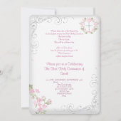 ガールファースト聖体拝領ピンクヴィンテージフローラ2 招待状 (裏面)