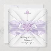ガールファースト聖体薄紫レースハート2 招待状 (正面)
