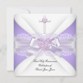 ガールファースト聖体薄紫レースハート3 招待状 (正面)