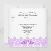 ガールファースト聖体薄紫レースボウホワイト 招待状 (裏面)