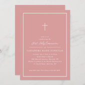 ガールファースト聖域ピンククロスシンプルフレーム 招待状 (正面/裏面)