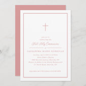 ガールファースト聖域ピンククロスシンプルフレーム 招待状 (正面/裏面)