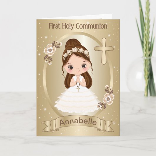 ガールファースト聖餐式の折り畳みグリーティングカード カード (正面)