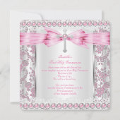 ガールファースト聖餐式クロスダマスクピンクシルバー 招待状 (正面)