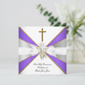 ガールファースト聖餐式パープルホワイトフローラ 招待状 (スタンド正面)