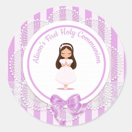 ガールファースト聖餐式パープルレース ラウンドシール (正面)