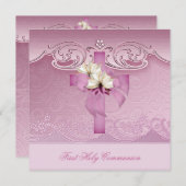 ガールファースト聖餐式ピンククロス 招待状 (正面/裏面)
