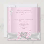 ガールファースト聖餐式ピンクホワイトグレーハート2 招待状 (裏面)