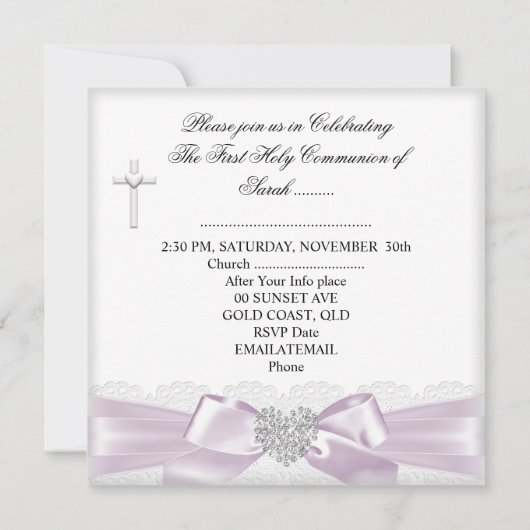 ガールファースト聖餐式ピンクホワイトグレーヒョウ 招待状 (裏面)