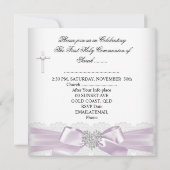 ガールファースト聖餐式ピンクホワイトシルバーハート 招待状 (裏面)