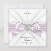 ガールファースト聖餐式ピンクホワイトハート2 招待状 (正面)