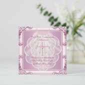 ガールファースト聖餐式ピンクヴェイルピンククロス 招待状 (スタンド正面)