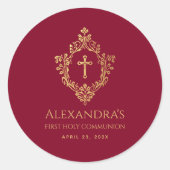 ガールファースト聖餐式ブルゴーニュ金ゴールドクレスト宗教 ラウンドシール (正面)