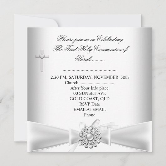 ガールファースト聖餐式ホワイトシルバー 招待状 (裏面)