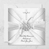 ガールファースト聖餐式ホワイトシルバー 招待状 (正面)