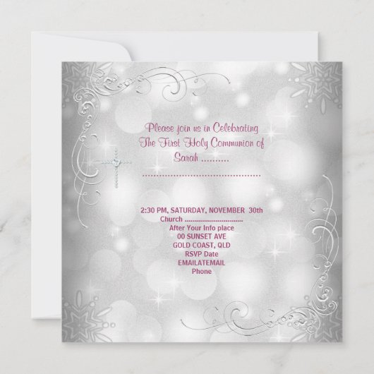 ガールファースト聖餐式ホワイトピンク 招待状 (裏面)