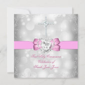 ガールファースト聖餐式ホワイトピンク 招待状 (正面)