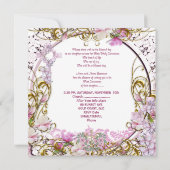 ガールファースト聖餐式レースピンク金ゴールド写真 招待状 (裏面)