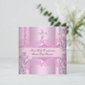 ガールファースト聖餐式レースピンク 招待状 (スタンド正面)