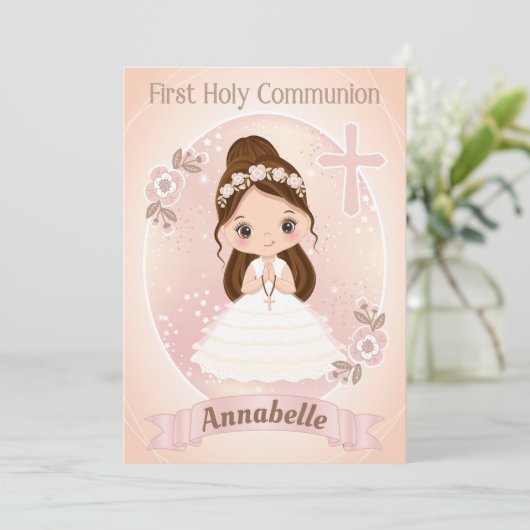 ガールファースト聖餐式招待状カード 招待状 (スタンド正面)