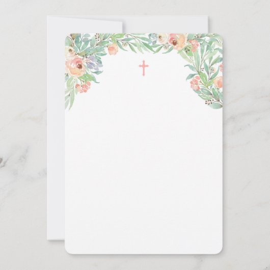 ガールファースト誕生日と《キリスト教》洗礼式や命名式スプリングタイム 招待状 (裏面)