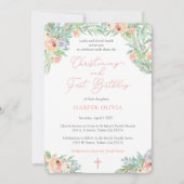 ガールファースト誕生日と《キリスト教》洗礼式や命名式スプリングタイム 招待状 (正面)