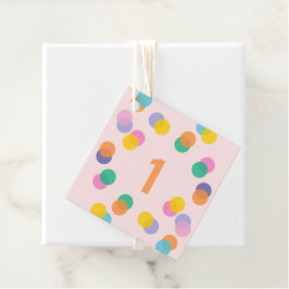 ガールファースト誕生日カラフル紙吹雪ありがとう フェイバータグ