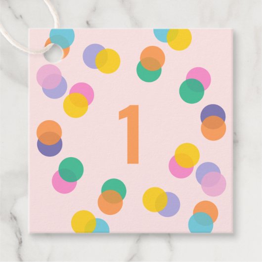 ガールファースト誕生日カラフル紙吹雪ありがとう フェイバータグ (正面)