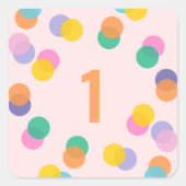 ガールファースト誕生日カラフル紙吹雪 スクエアシール (正面)