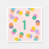 ガールファースト誕生日カラフル紙吹雪 スタンダードカクテルナプキン (正面)