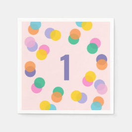 ガールファースト誕生日カラフル紙吹雪 スタンダードカクテルナプキン