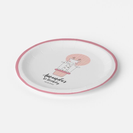 ガールファースト誕生日キリン ペーパープレート (アングル)