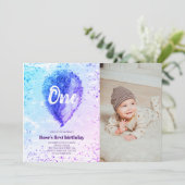 ガールファースト誕生日グリッターグラデーションバルーンフォト 招待状 (スタンド正面)