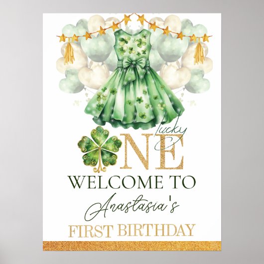 ガールファースト誕生日セントパトリックの日パーソナライズされた ポスター (正面)