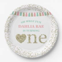 ガールファースト誕生日パーティープレートピンクミント金ゴールド