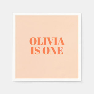 ガールファースト誕生日ピーチモダン スタンダードカクテルナプキン