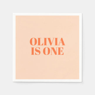 ガールファースト誕生日ピーチモダン スタンダードカクテルナプキン