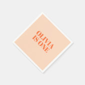 ガールファースト誕生日ピーチモダン スタンダードカクテルナプキン (角)